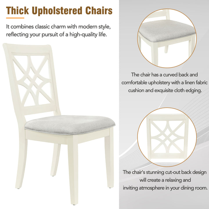 5-Piece 62*35.2inch Extendable Rubber Wood Dining Table Set with X-shape