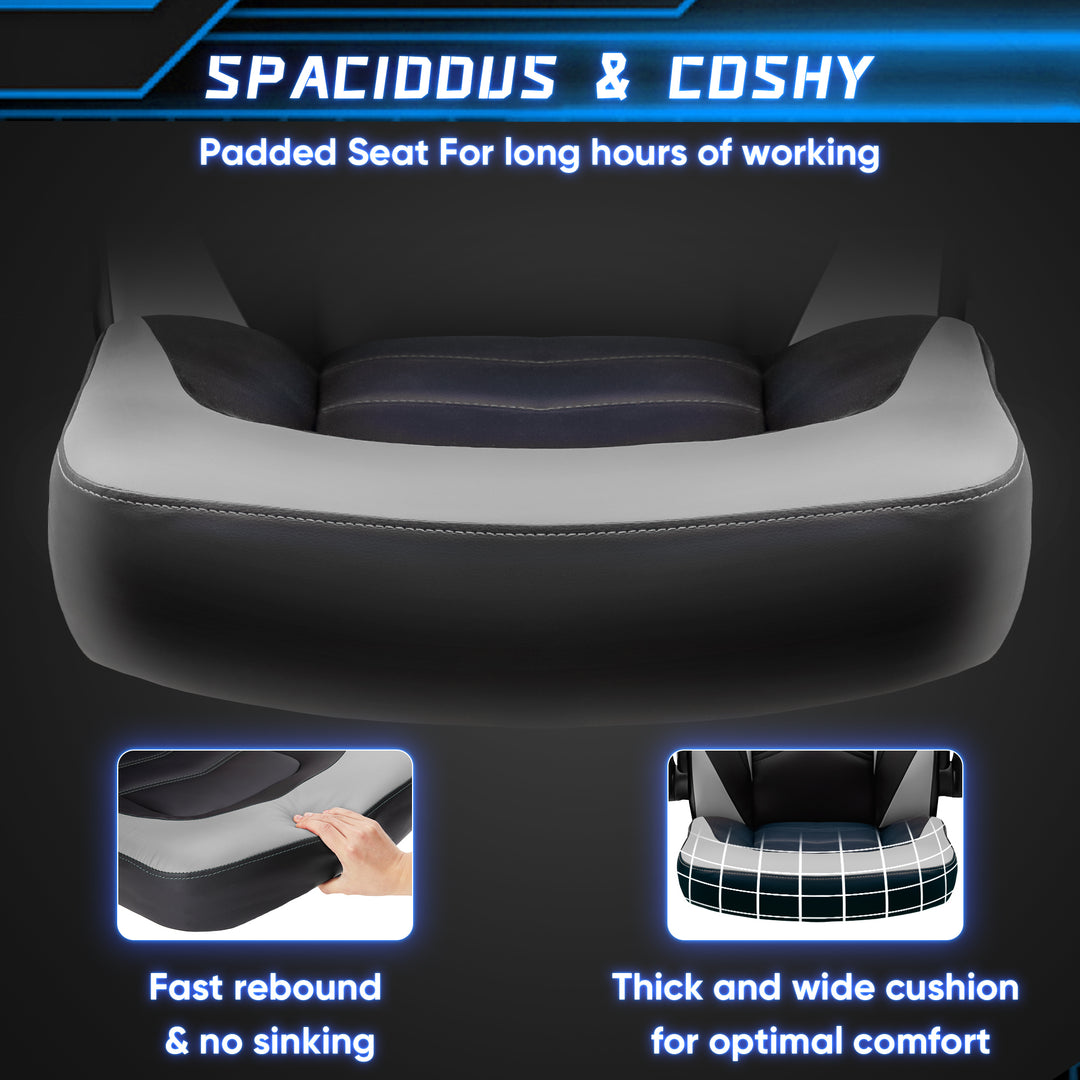 Gaming Chair - PU Leather Computer Chair Ergonomic Office Chair with Lumbar Support, Height Adjustable Rolling Desk Chairs with Flip-up Armrests