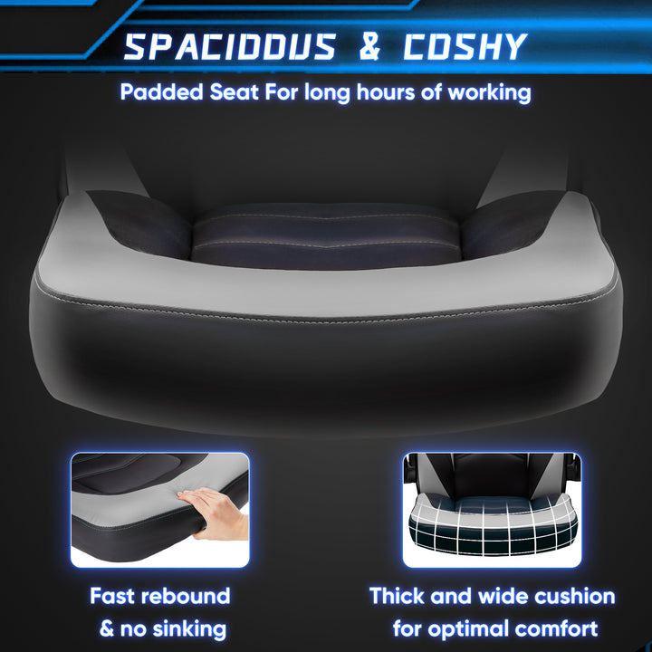 Gaming Chair - PU Leather Computer Chair Ergonomic Office Chair with Lumbar Support, Height Adjustable Rolling Desk Chairs with Flip-up Armrests