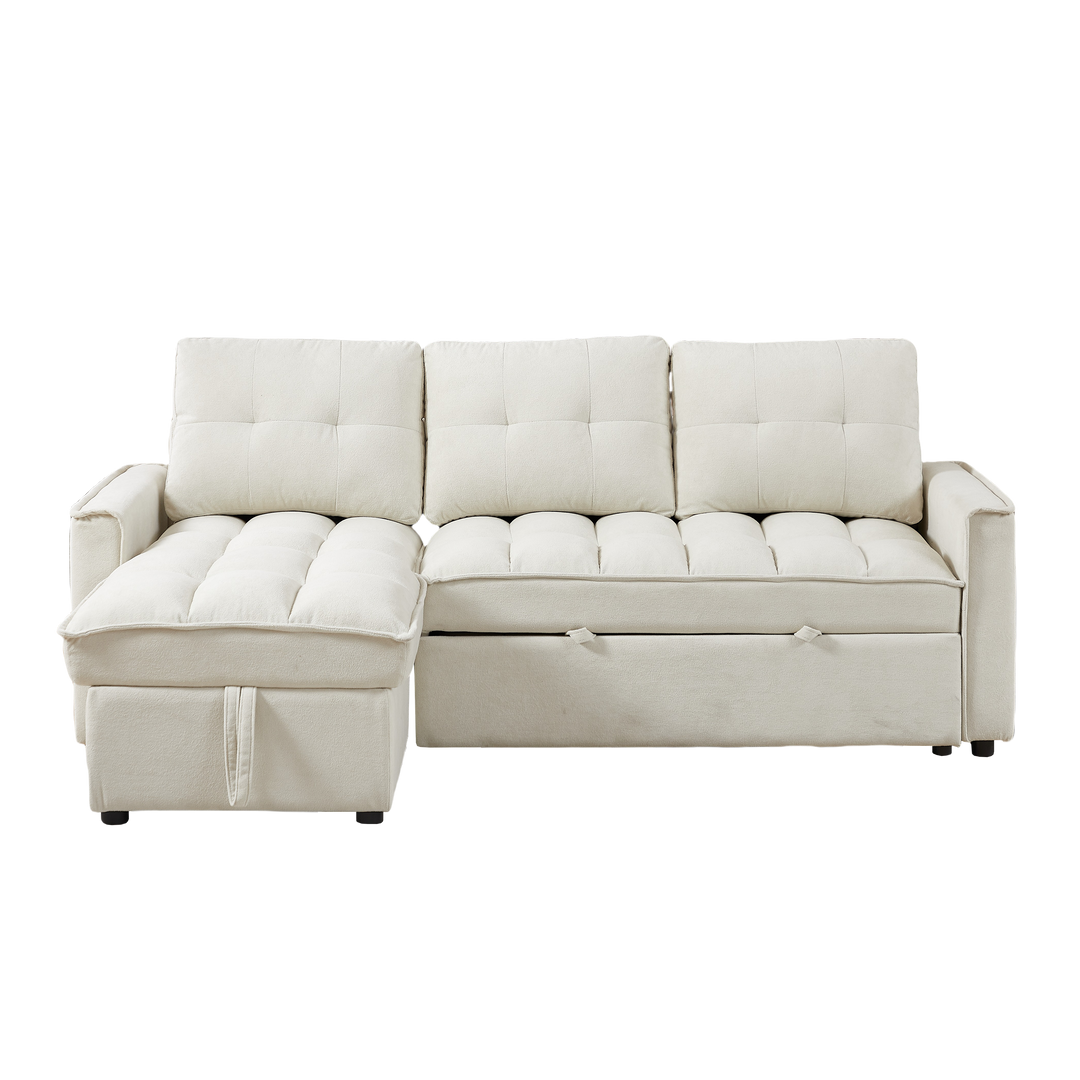 78.75" Reclining Sofa, Pull-Out Sofa Bed with USB and tape-c charging ports, L-Shaped Sectional Sofa with Reclining Storage and Arm Side Organizer Pocket Features