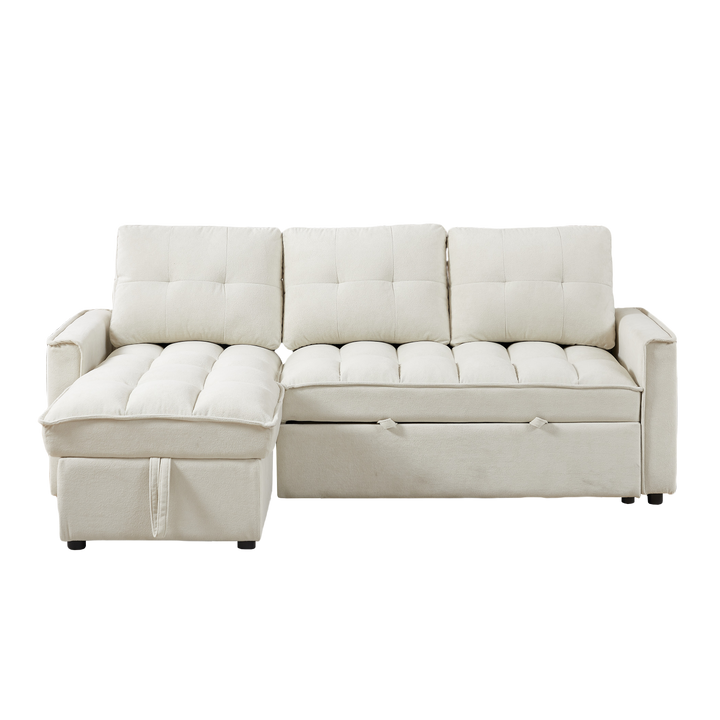 78.75" Reclining Sofa, Pull-Out Sofa Bed with USB and tape-c charging ports, L-Shaped Sectional Sofa with Reclining Storage and Arm Side Organizer Pocket Features
