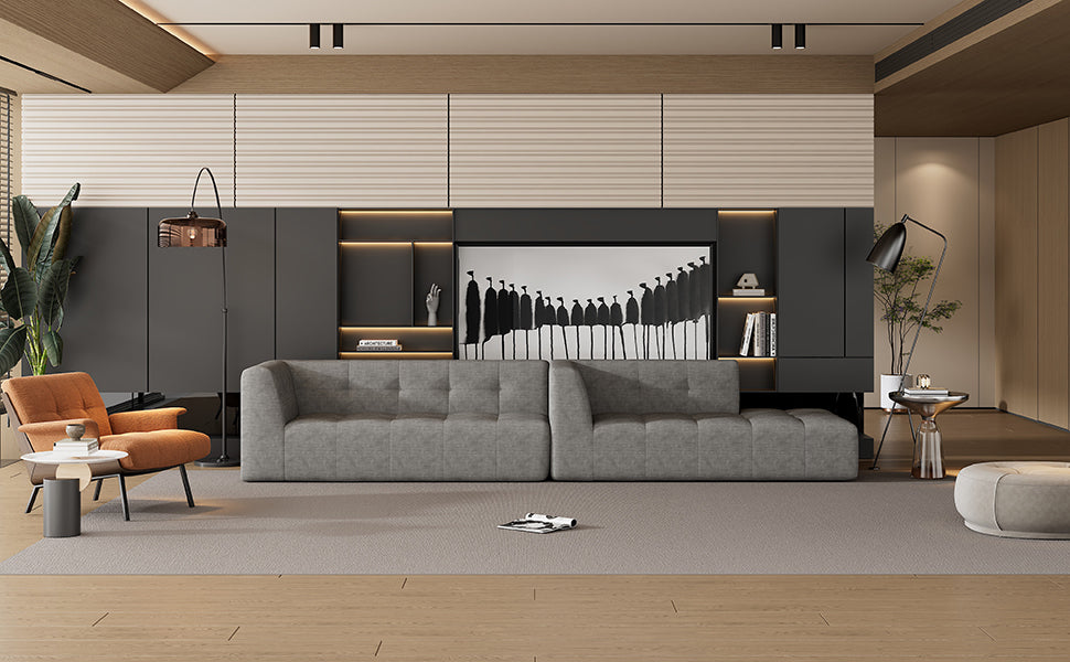 110.2*72.8" Living Room Sofa Set, 2pcs Computer Free Combination, L-Shaped,Light Grey