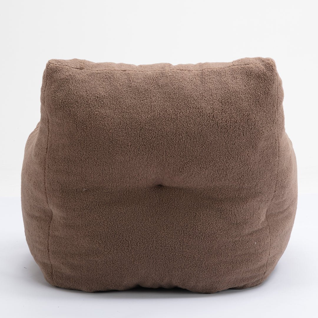 Soft Teddy Fabric Tufted Foam Bean Bag Chair With Teddy Fabric Coffee