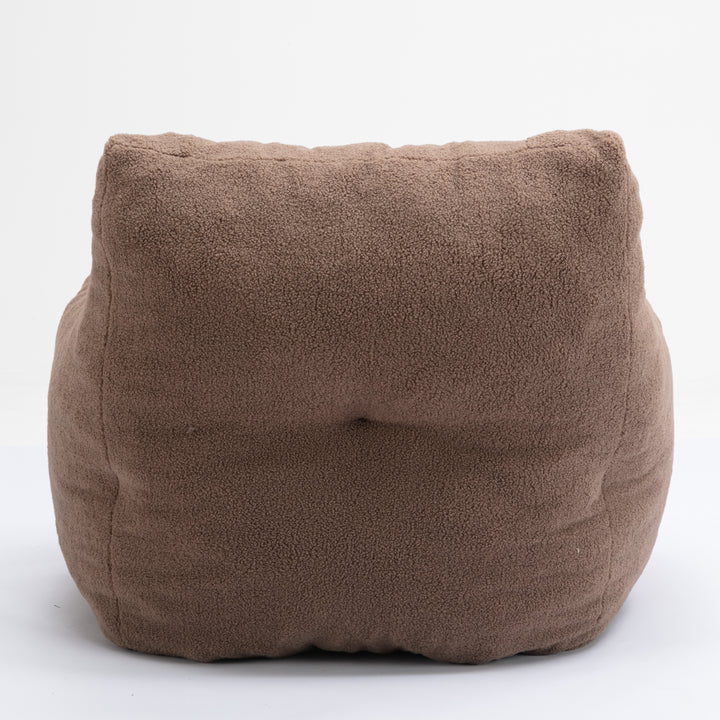 Soft Teddy Fabric Tufted Foam Bean Bag Chair With Teddy Fabric Coffee