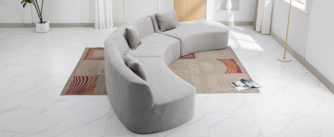 136.6" Stylish Curved sofa Sectional Sofa, Grey