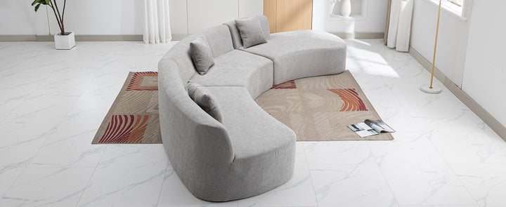 136.6" Stylish Curved sofa Sectional Sofa, Grey