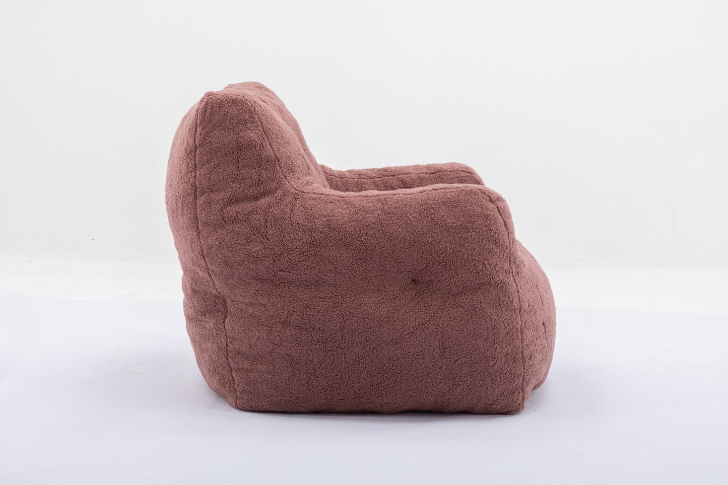 Soft Teddy Fabric Tufted Foam Bean Bag Chair With Teddy Fabric Bean Paste Red