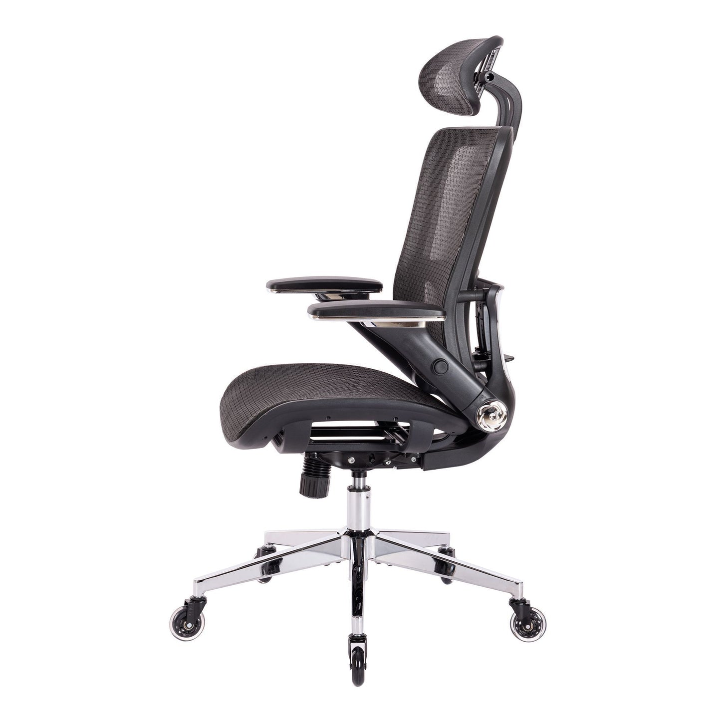 BLACK Ergonomic Mesh Office Chair, High Back - Adjustable Headrest with Flip-Up Arms