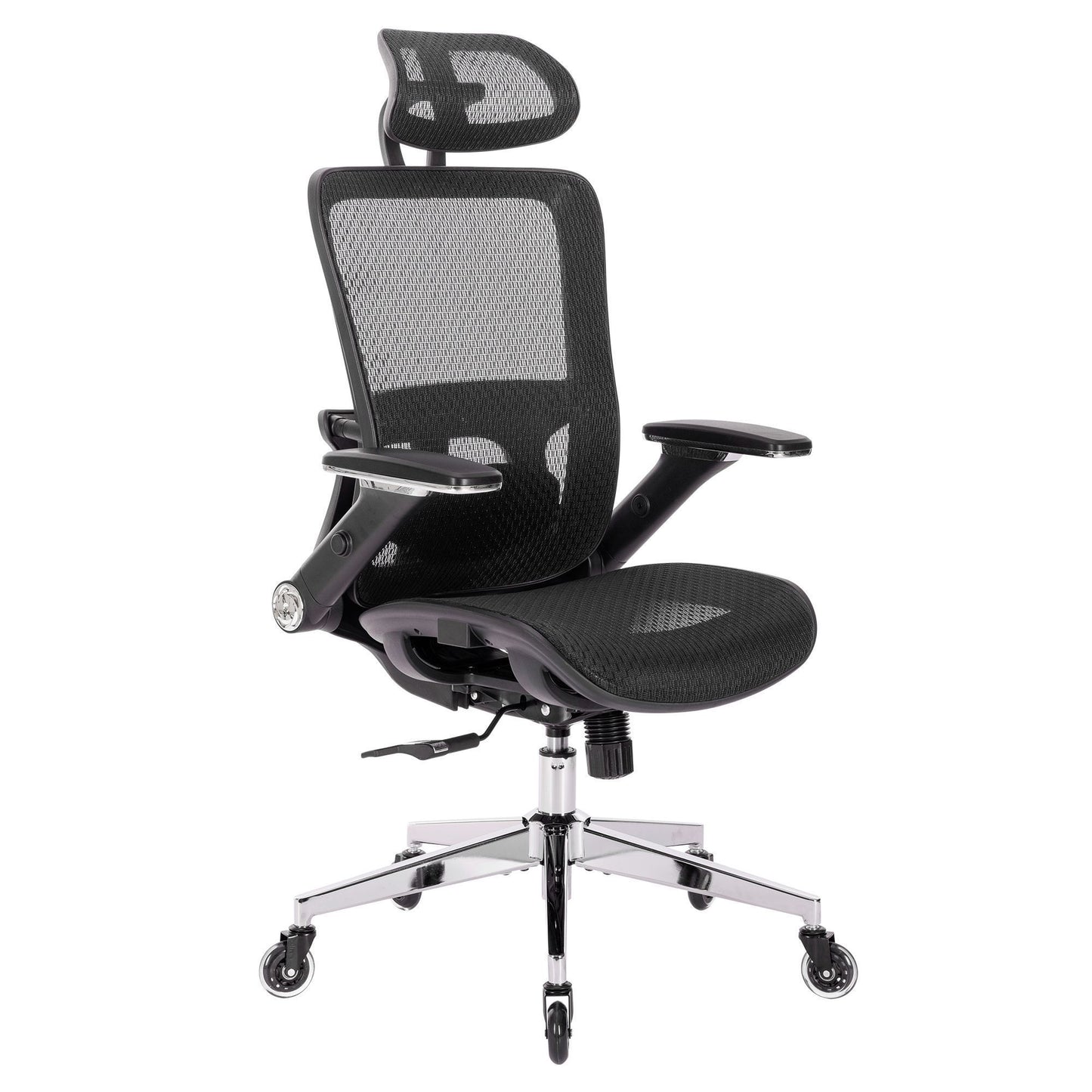 BLACK Ergonomic Mesh Office Chair, High Back - Adjustable Headrest with Flip-Up Arms