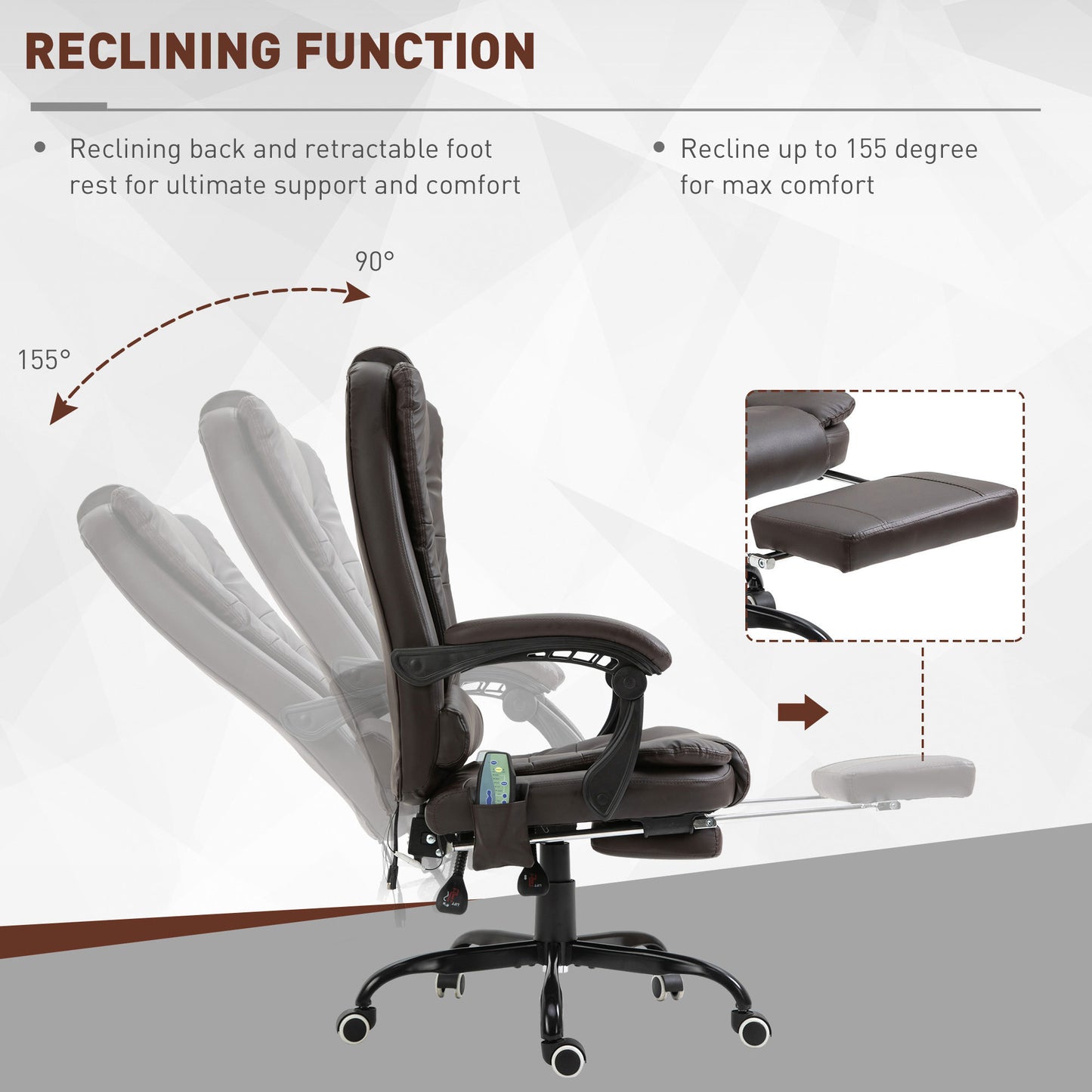 7-Point Vibrating Massage Office Chair, High Back Executive Recliner with Lumbar Support