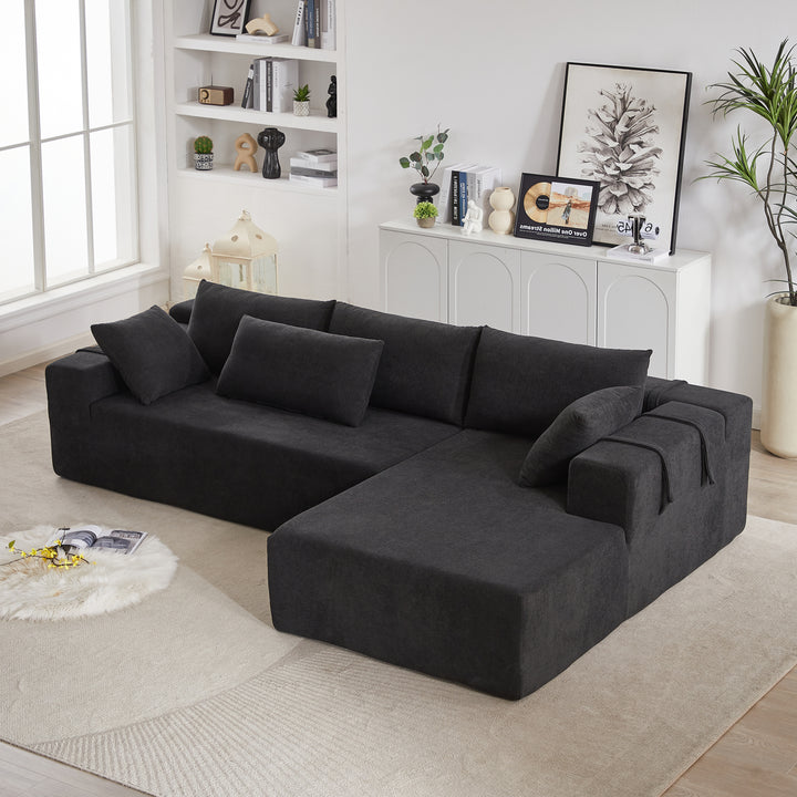 Modern Chenille Upholstered Sectional Sofa Couch Set,Modular 108' L Shaped Sectional Living Room Sofa Set With 6 Pillows,Free Combination Sofa Couch for Living Room,Bedroom(Right Chaise)