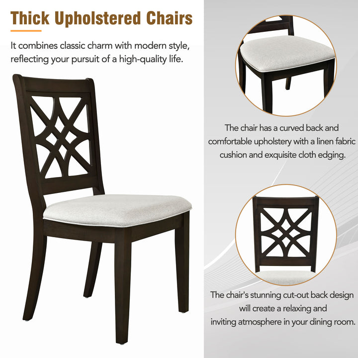 5-Piece 62*35.2inch Extendable Rubber Wood Dining Table Set with X-shape Legs