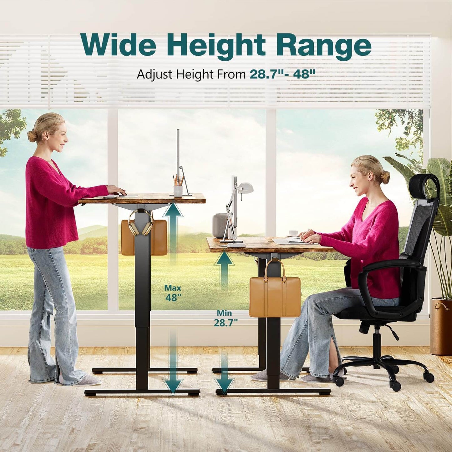 Electric Height Adjustable Standing Desk,63'' x 24"