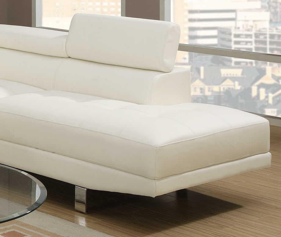 White Color Sectional Living Room Furniture Faux Leather