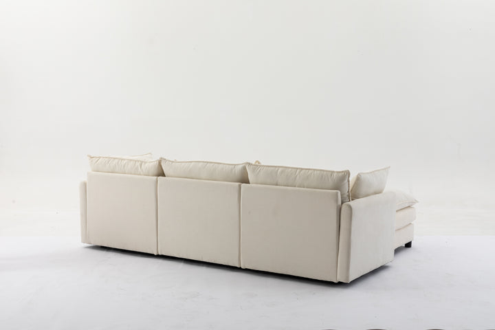 Modular Sectional Sofa, 100.39" x 34.65" 3-Seater Sofa with Ottoman, Modern L-Shaped Sofa for Living Room Bedroom Apartment