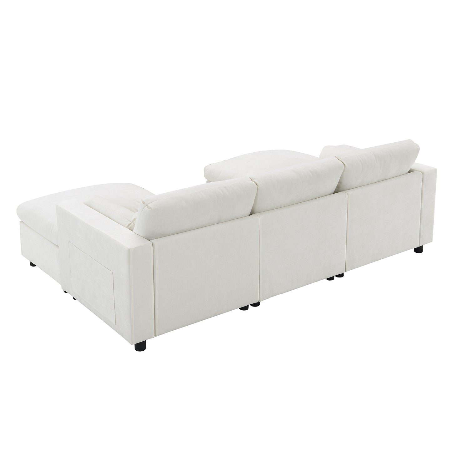 86.5''Chenille Sectional Sofa with Storage Pockets, 5 Seat U Shaped Sleeper Couch Set,2 PIC Free Combination