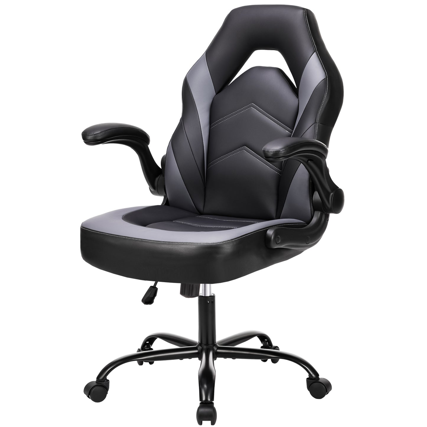 Gaming Chair - PU Leather Computer Chair Ergonomic Office Chair with Lumbar Support, Height Adjustable Rolling Desk Chairs with Flip-up Armrests