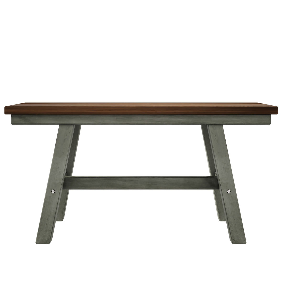 6-Piece Wood Dining Table Set Kitchen Table Set with Long Bench and 4 Dining Chairs, Farmhouse Style, Walnut+Gray