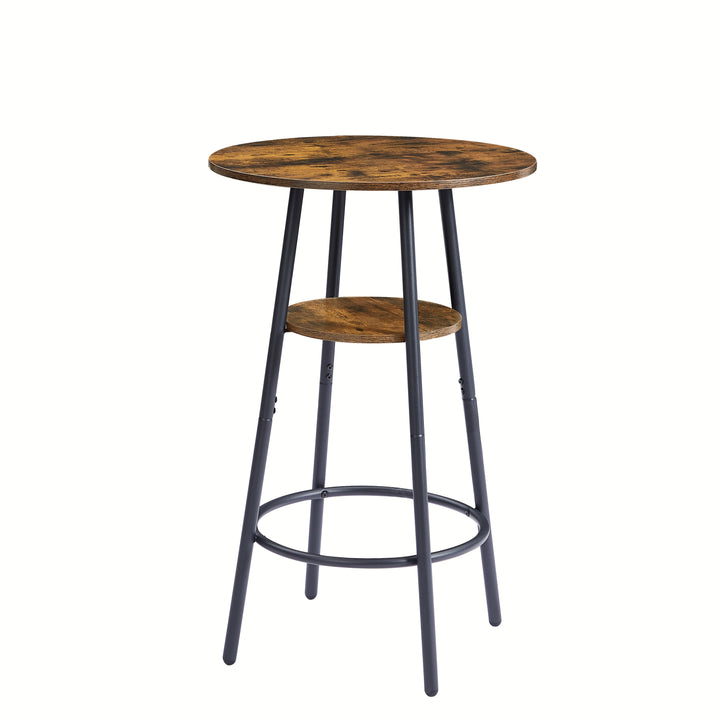 Round bar stool set with shelves, stool with backrest Rustic Brown