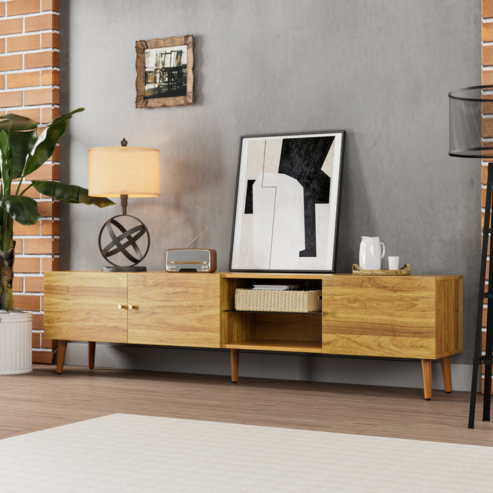 70 Inch Mid Century Modern TV Stand, TV Stand with Storage