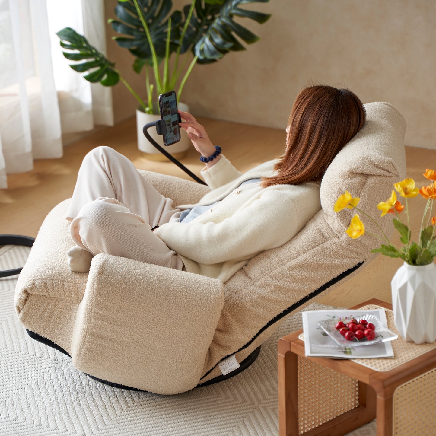 Adjustable head and waist, 360 degree rotatable sofa chair