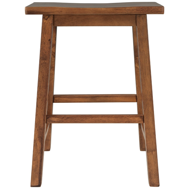 Solid Wood Rustic 3-piece 45" Stationary Kitchen Island Set with 2 Seatings, Rubber Wood