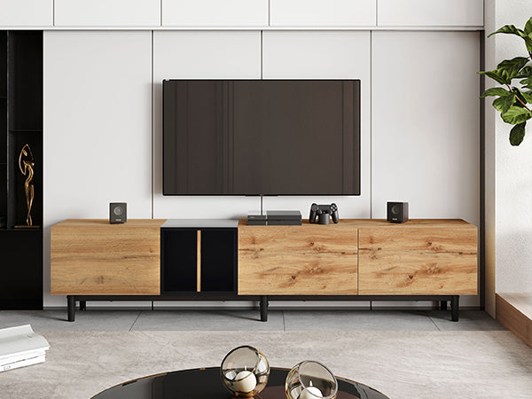 TV Stand for 80'' TV with 3 Doors, Media Console Table