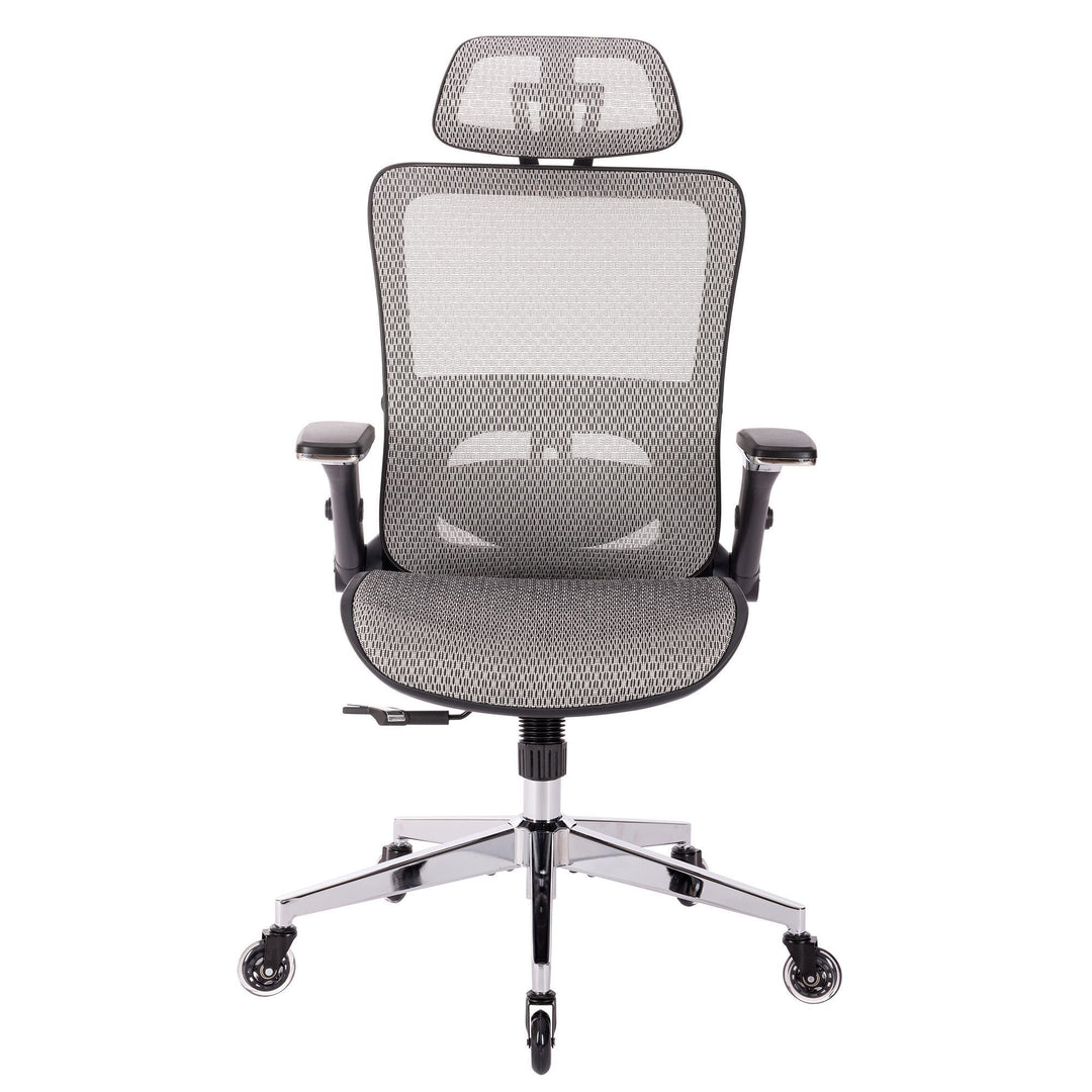 GREY Ergonomic Mesh Office Chair, High Back - Adjustable Headrest with Flip-Up Arms