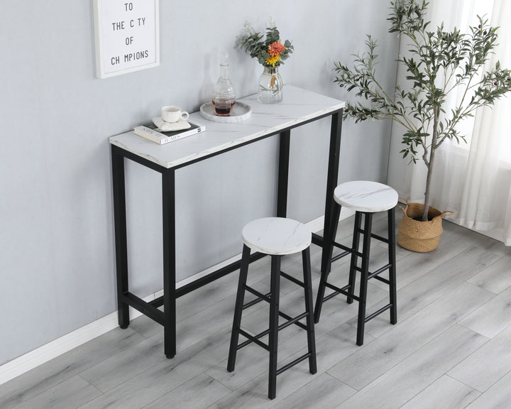 Black Table Top Bar Table with 2 Bar Chairs, Kitchen Counter with Bar Chairs,Breakfast Bar Table Sets, for Home,Kitchen, Office