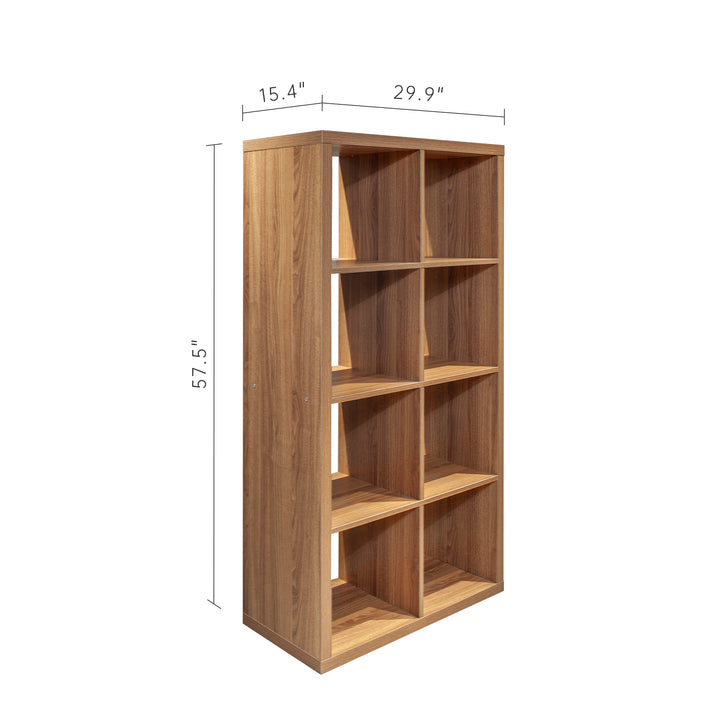 Smart Cube 8-Cube Organizer Storage with Opened Back Shelves,Walnut Color