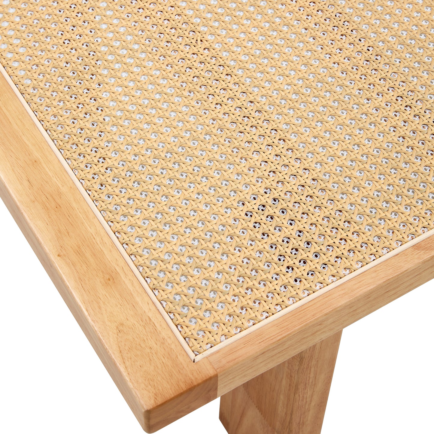 Modern and minimalist rectangular rattan tabletop with rubber wooden leg