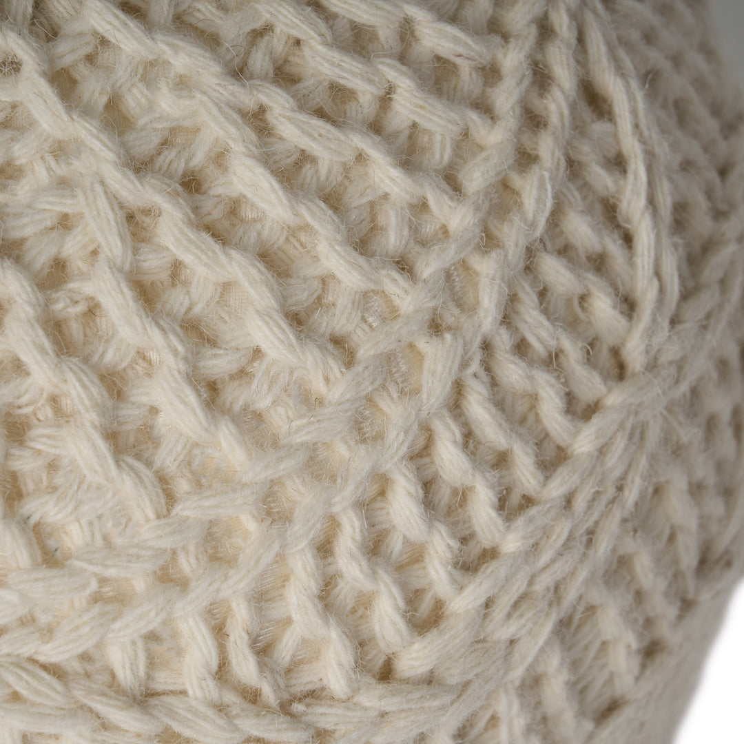 Knitted Wool 20 x 20 Round Pouf