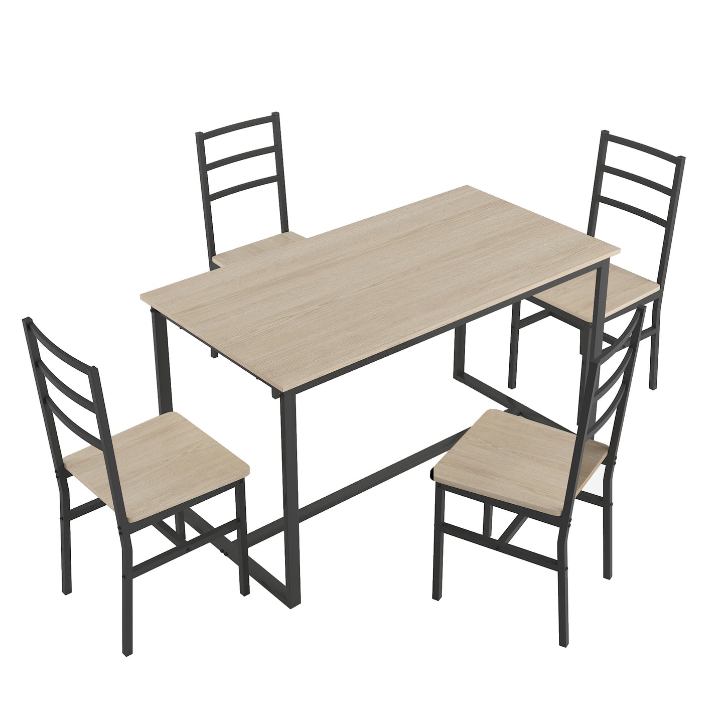 Five-piece set table and chair with backrest, industrial style, solid structure