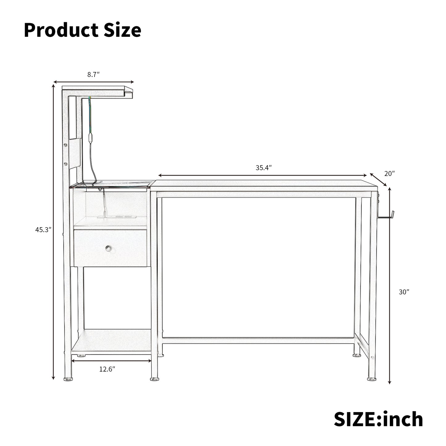 Computer Desk with Power Outlet & Storage Shelves with USB Ports Charging Station, Black