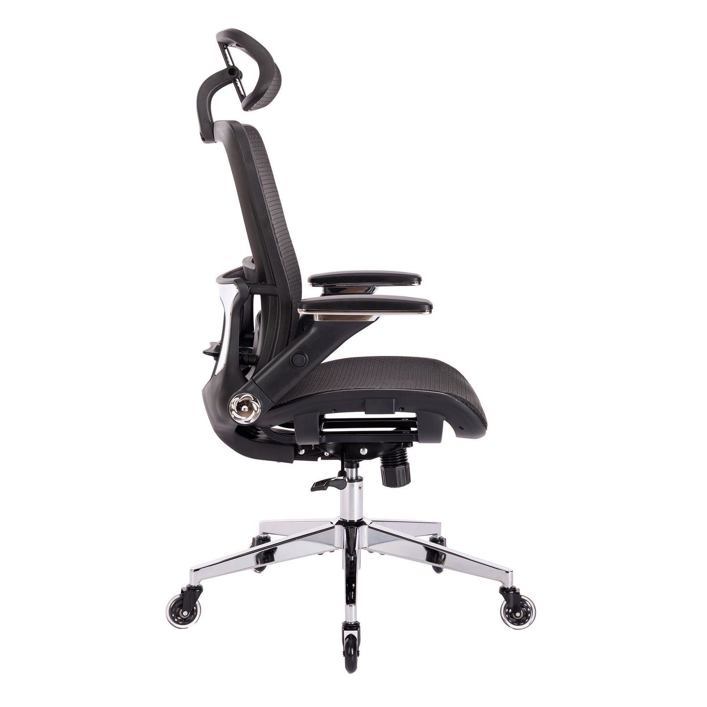 BLACK Ergonomic Mesh Office Chair, High Back - Adjustable Headrest with Flip-Up Arms